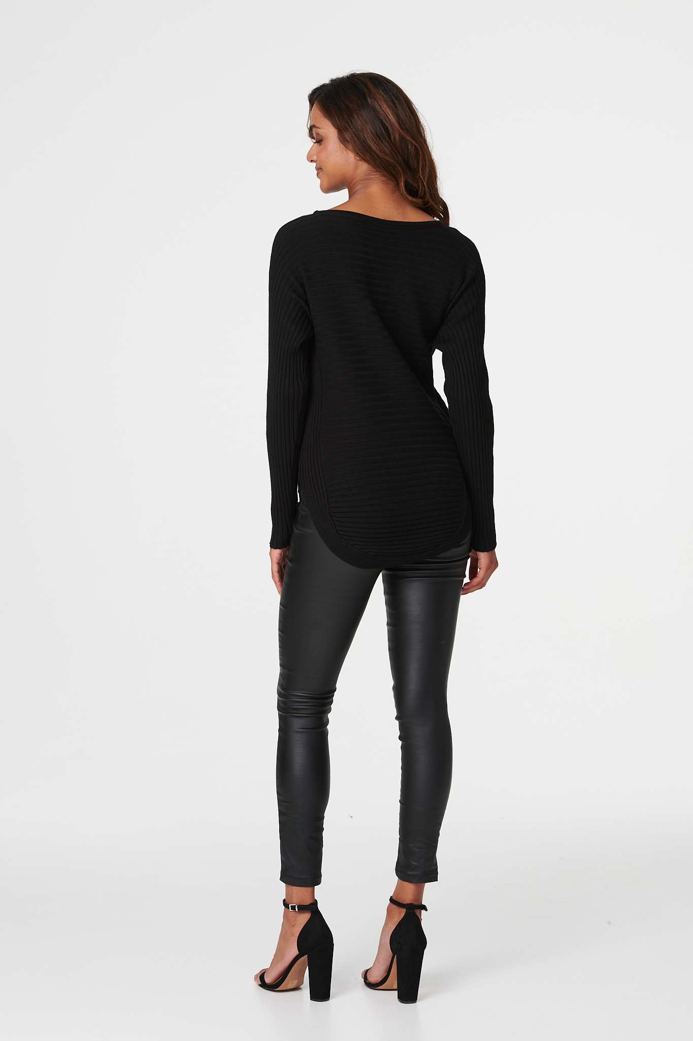 Black | Zip Detail Ribbed Knit Pullover