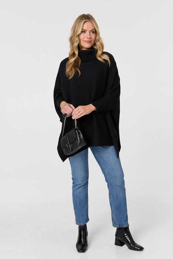 Black | Oversized Roll Neck Pullover