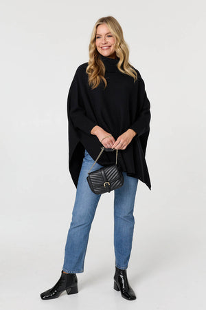 Black | Oversized Roll Neck Pullover