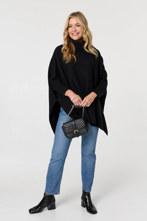Black | Oversized Roll Neck Pullover