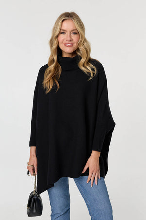 Black | Oversized Roll Neck Pullover