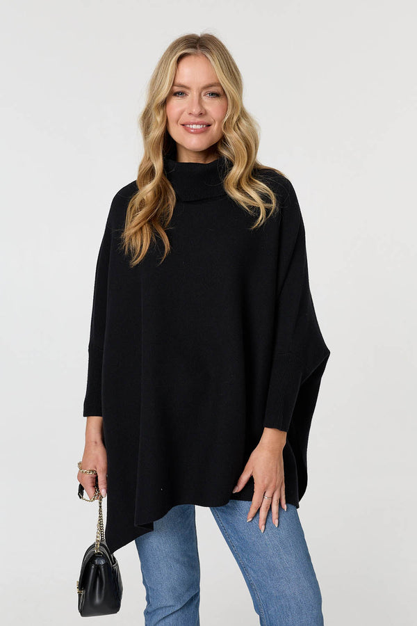Black | Oversized Roll Neck Pullover