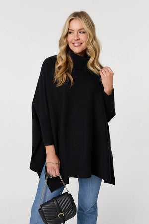 Black | Oversized Roll Neck Pullover