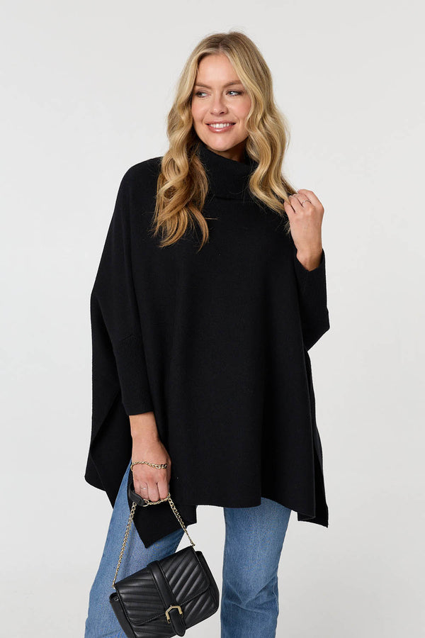 Black | Oversized Roll Neck Pullover