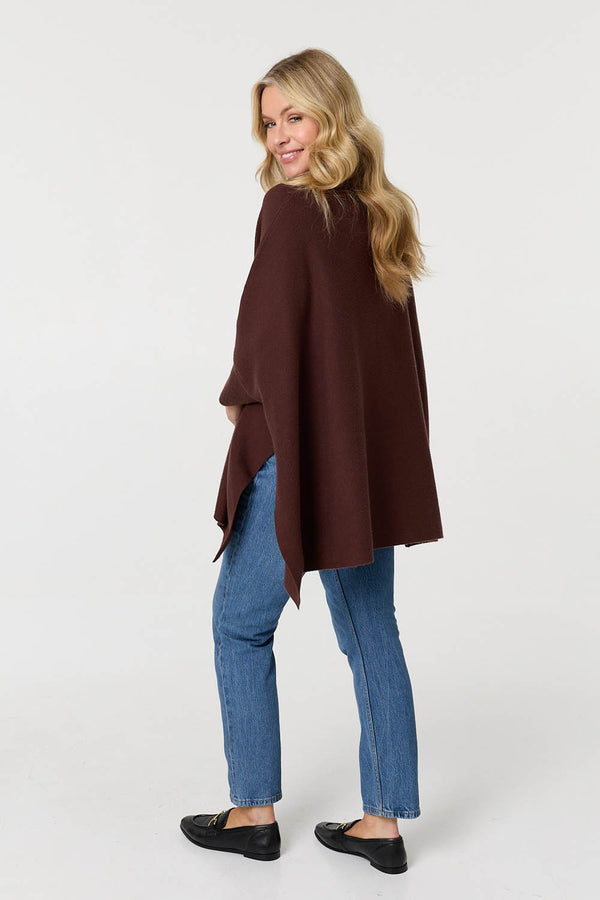 Brown | Oversized Roll Neck Pullover