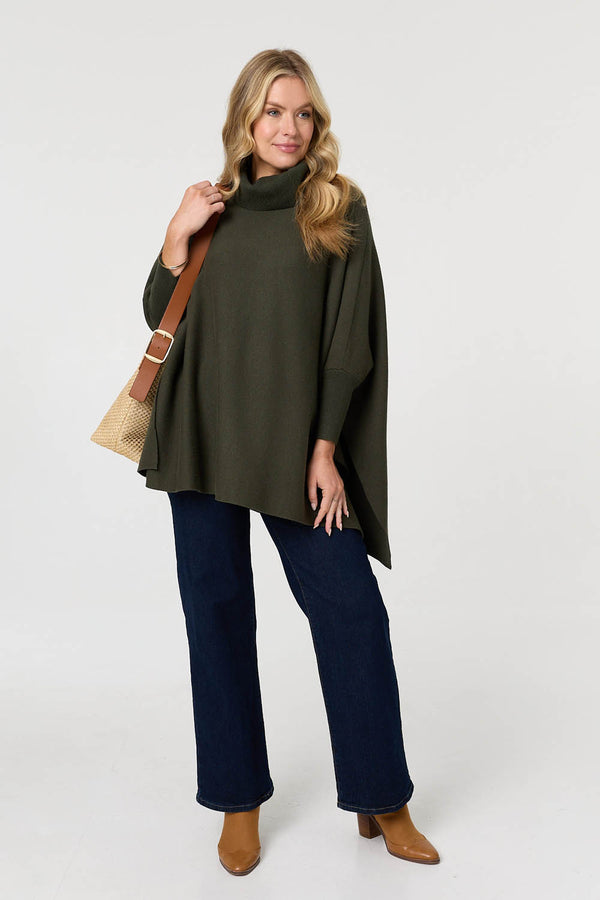 Khaki | Oversized Roll Neck Pullover