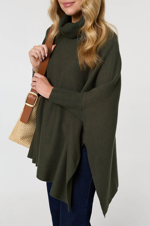 Khaki | Oversized Roll Neck Pullover