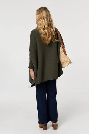 Khaki | Oversized Roll Neck Pullover