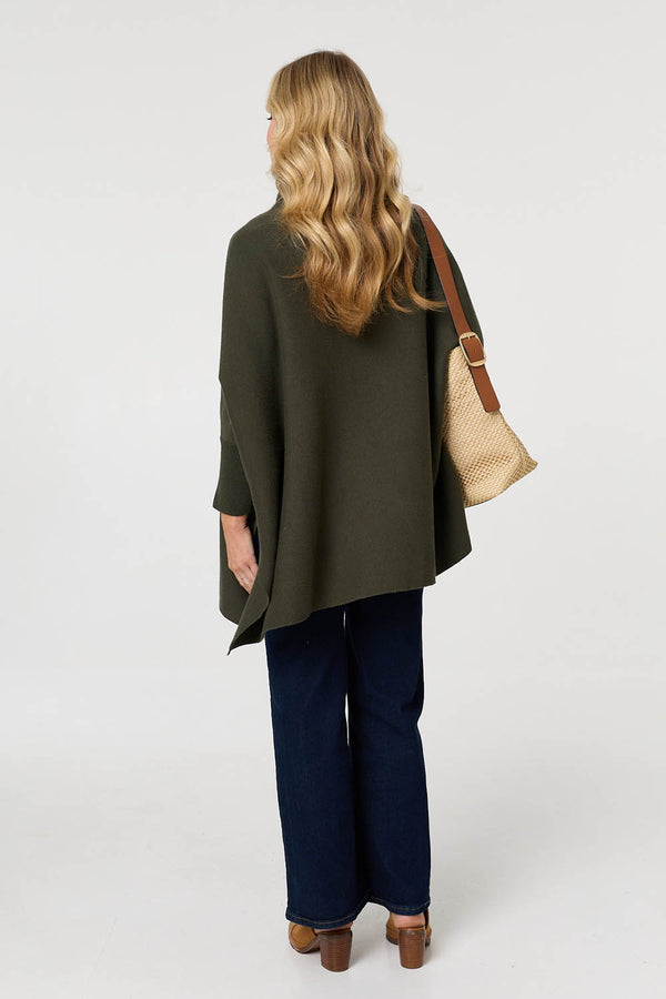 Khaki | Oversized Roll Neck Pullover