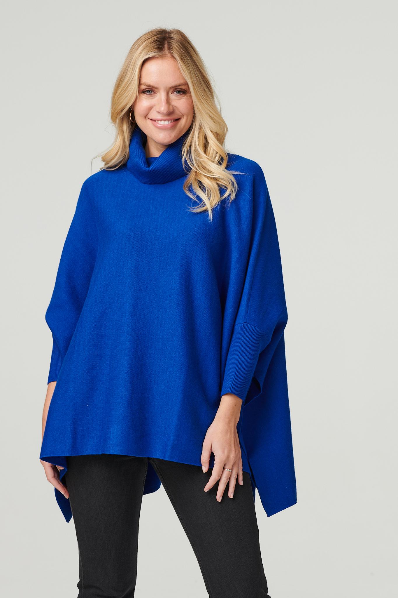 Blue | Oversized Roll Neck Pullover