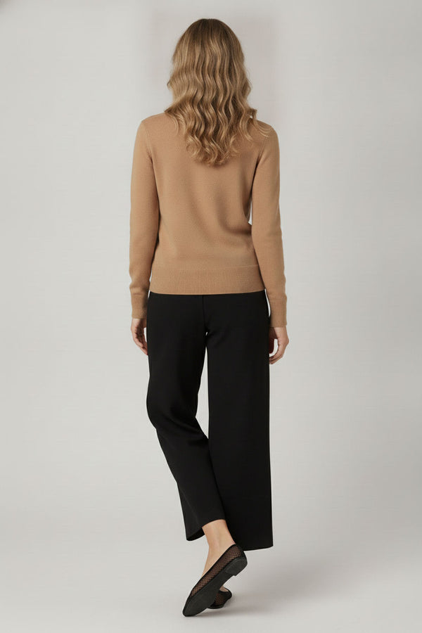 Beige | High Neck Long Sleeve Slim Fit Top