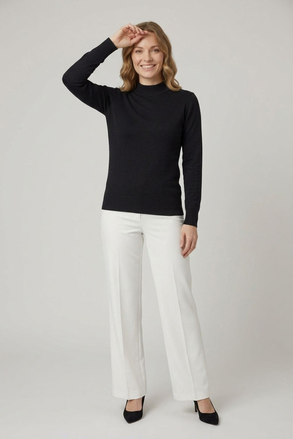Black | High Neck Long Sleeve Slim Fit Top