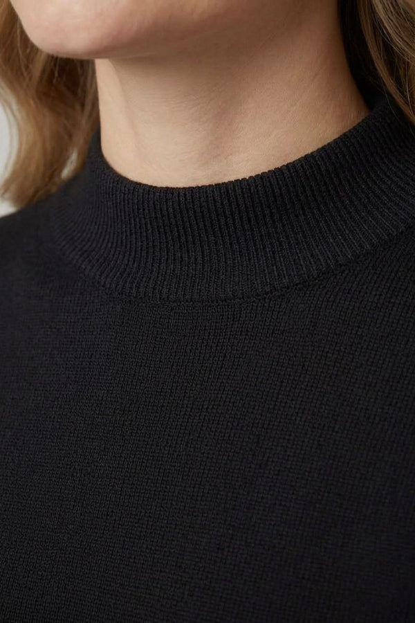 Black | High Neck Long Sleeve Slim Fit Top