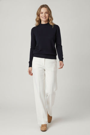 Beige | High Neck Long Sleeve Slim Fit Top