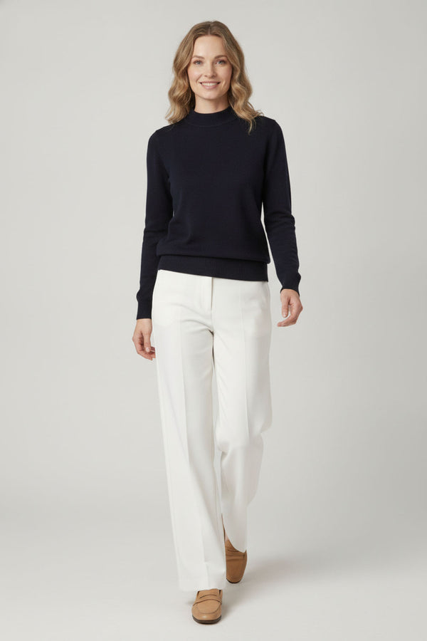 Beige | High Neck Long Sleeve Slim Fit Top
