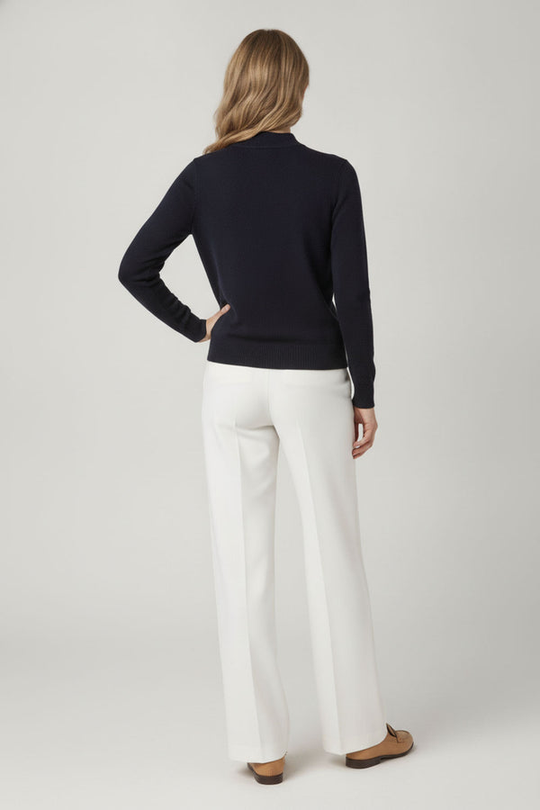 Navy | High Neck Long Sleeve Slim Fit Top