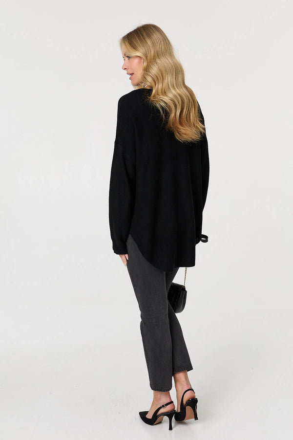 Black | Textured Batwing Long Sleeve Jumper