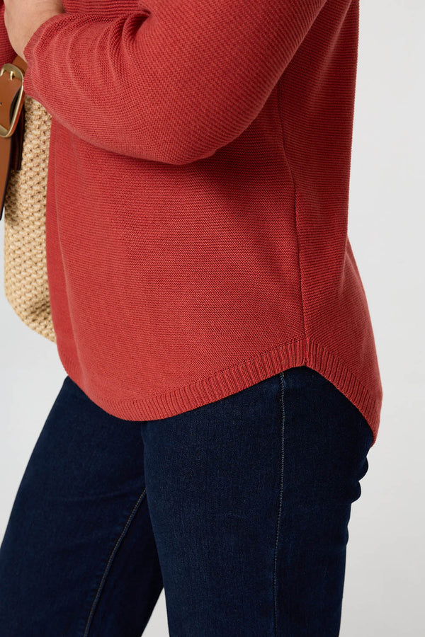 Brown | Textured Batwing Long Sleeve Jumper