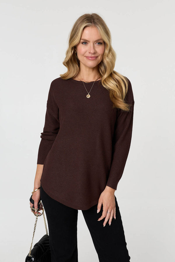 Chocolate | Textured Batwing Long Sleeve Jumper