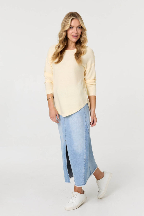 Yellow | Textured Batwing Long Sleeve Jumper