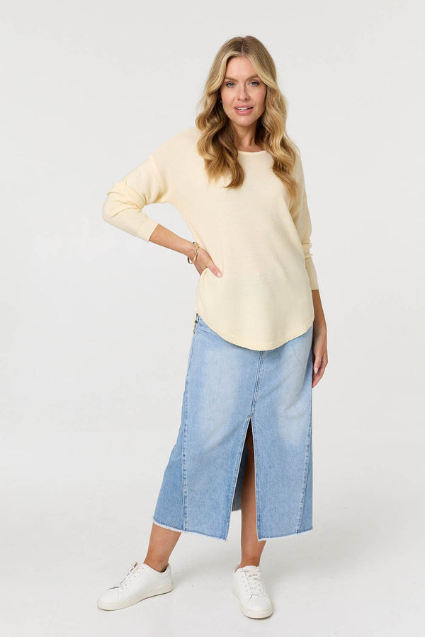 Yellow | Textured Batwing Long Sleeve Jumper