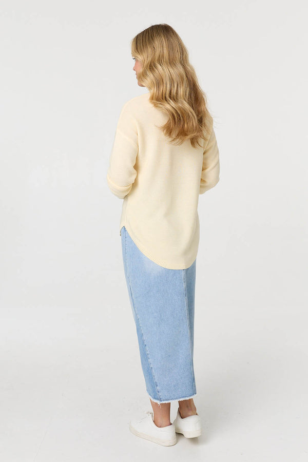 Yellow | Textured Batwing Long Sleeve Jumper