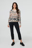 Beige | Aztec Print Long Sleeve Knit Jumper
