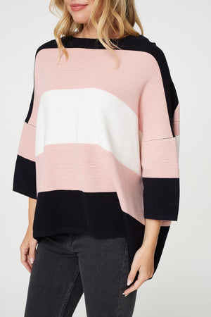 Pink | Colour Block Oversized Batwing Top
