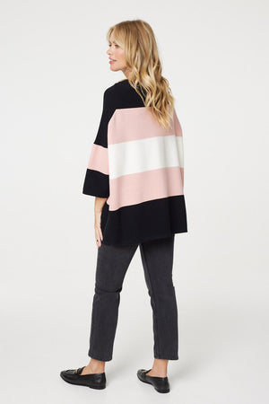 Pink | Colour Block Oversized Batwing Top
