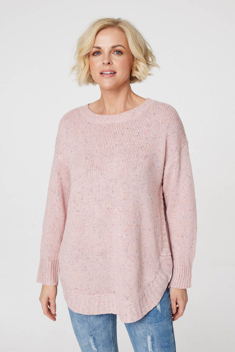 Pink | Speckled Detail Knit Pullover