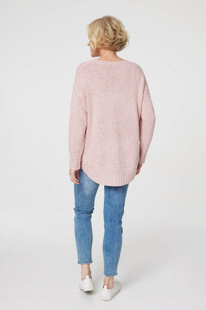 Pink | Speckled Detail Knit Pullover