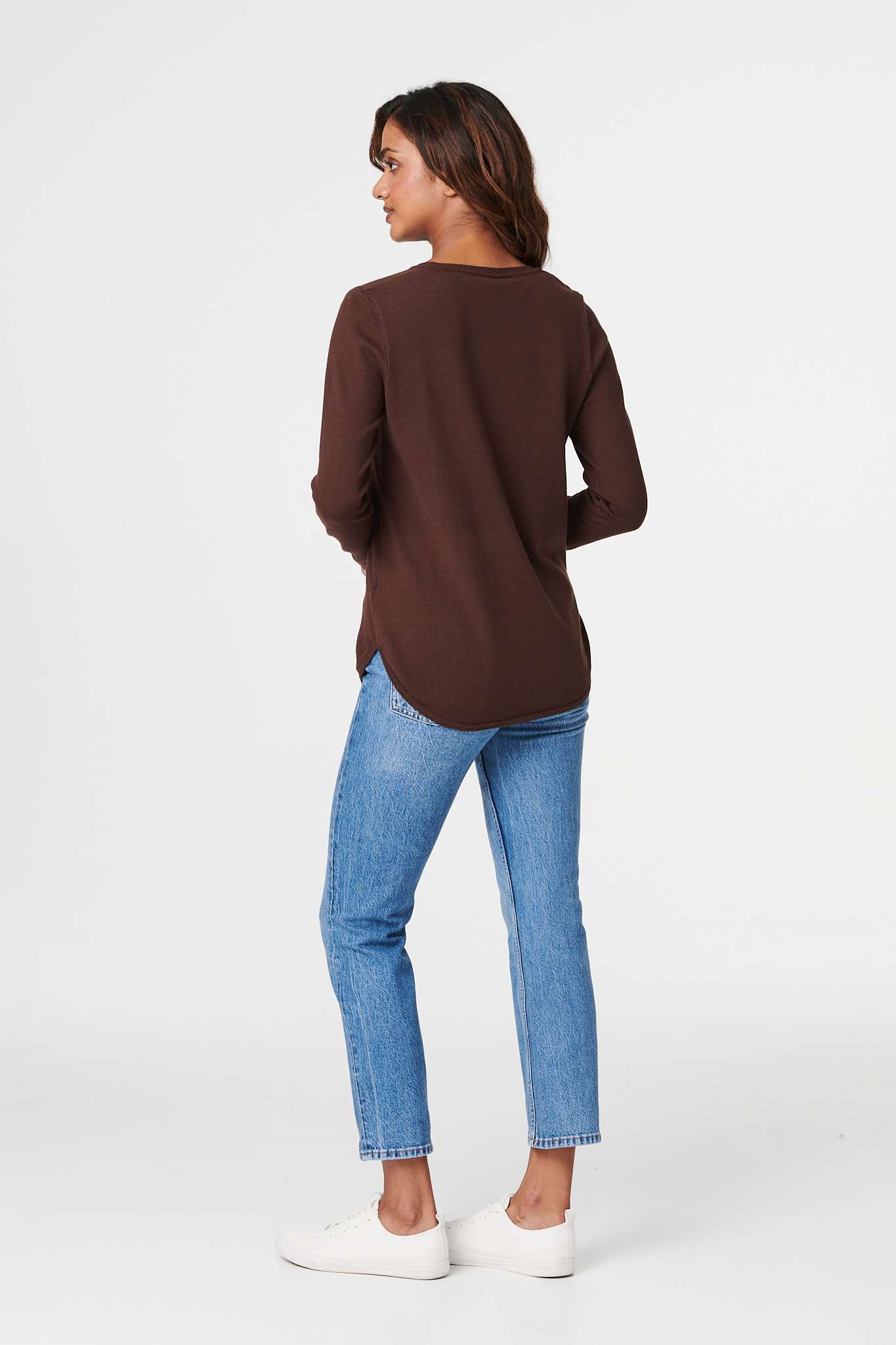 Brown | Long Sleeve Knit Pullover