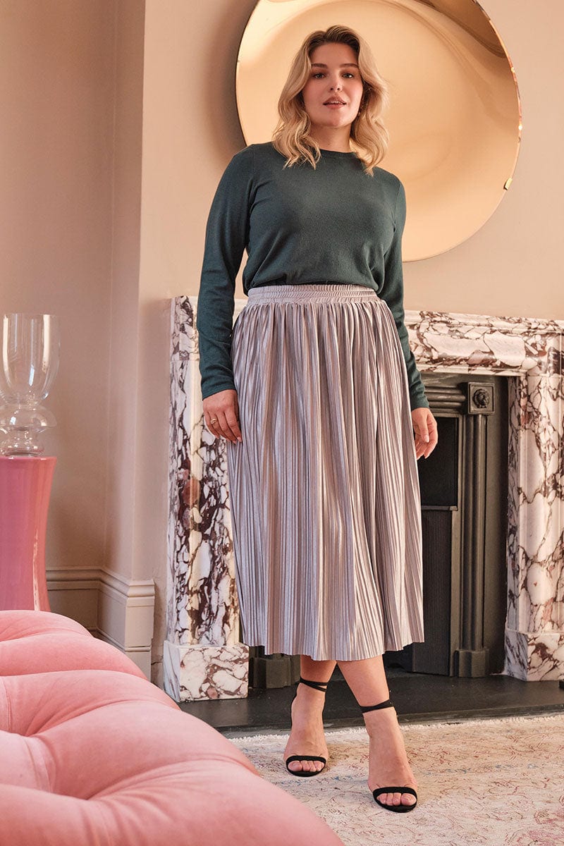 Pleated A-Line Midi Skirt | Izabel London