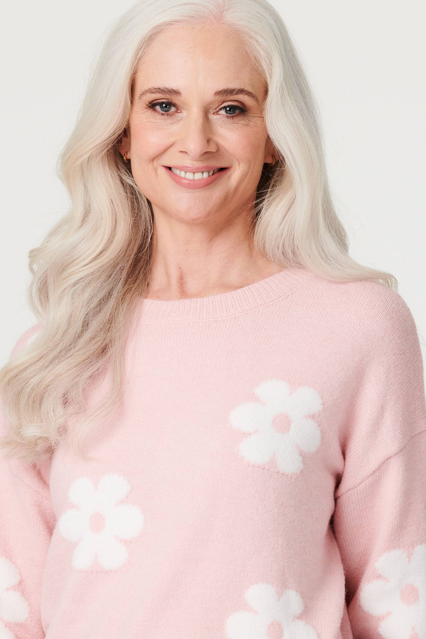 Pink | Floral Relaxed Knit Jumper