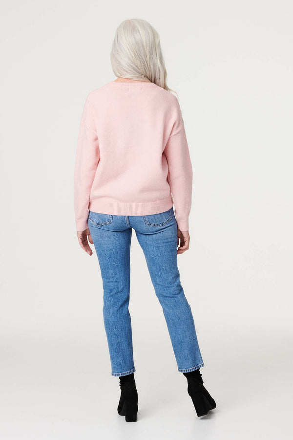 Pink | Floral Relaxed Knit Jumper