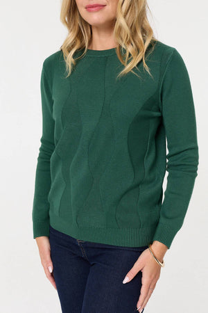 Green | Textured Long Sleeve Slim Knit Jumper
