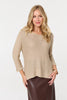 Beige | Mesh Texture 3/4 Sleeve Relaxed Top

