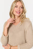 Beige | Mesh Texture 3/4 Sleeve Relaxed Top
