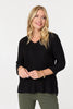 Black | Mesh Texture 3/4 Sleeve Relaxed Top

