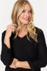 Black | Mesh Texture 3/4 Sleeve Relaxed Top

