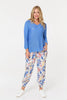 Blue | Mesh Texture 3/4 Sleeve Relaxed Top

