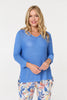 Blue | Mesh Texture 3/4 Sleeve Relaxed Top
