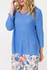 Blue | Mesh Texture 3/4 Sleeve Relaxed Top
