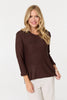 Brown | Mesh Texture 3/4 Sleeve Relaxed Top
