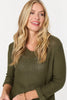 Khaki | Mesh Texture 3/4 Sleeve Relaxed Top
