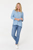 Light Blue | Mesh Texture 3/4 Sleeve Relaxed Top
