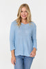 Light Blue | Mesh Texture 3/4 Sleeve Relaxed Top
