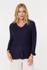 Navy | Mesh Texture 3/4 Sleeve Relaxed Top

