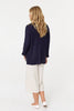 Navy | Mesh Texture 3/4 Sleeve Relaxed Top
