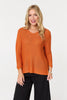 Orange | Mesh Texture 3/4 Sleeve Relaxed Top
